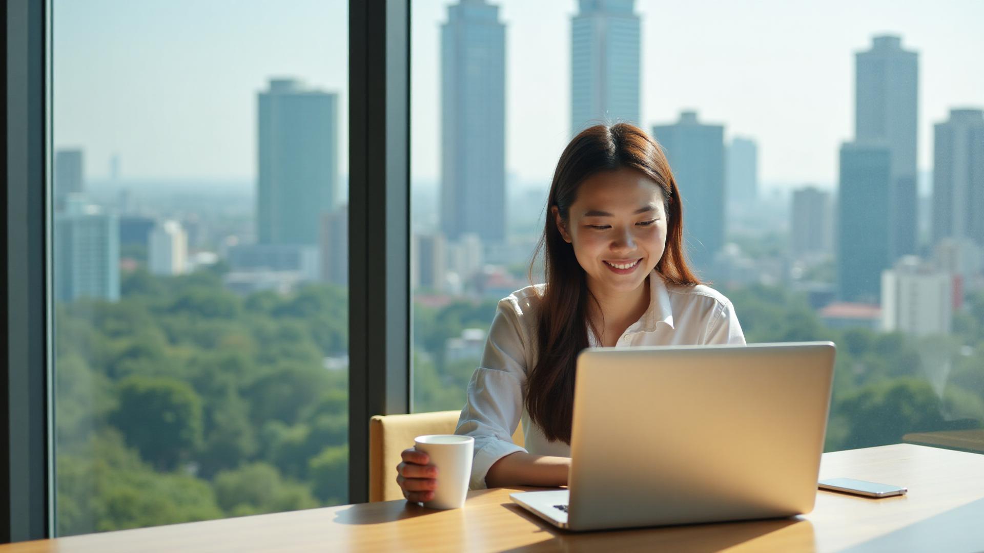 Professional working remotely from Asia